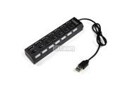 High Speed Black USB 2.0 7 Port HUB ON OFF Sharing Switch For Laptop PC