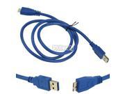 Mini Standard USB Male 3.0 A To Micro B Male Cable Blue High Speed For WD