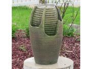 Sunnydaze Bubbling Pot Solar on Demand Outdoor Fountain with LED Light Green Accents 22 Inch Tall