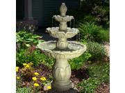 Sunnydaze Classic Tulip Three Tier Fountain Garden Stone Finish with Electric Submersible Pump 46 Inch Tall