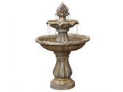 Sunnydaze Two Tier Solar on Demand Outdoor Water Fountain Earth Finish 35 Inch Tall