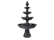 Sunnydaze 4 Tier Grand Courtyard Outdoor Water Fountain Black with Electric Submersible Pump 80 Inch Tall