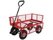 Sunnydaze Red Heavy Duty Steel Log Cart 34 Inches Long x 18 Inches Wide 400 Pound Weight Capacity