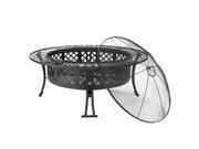 Sunnydaze 40 Inch Diamond Weave Large Fire Pit with Spark Screen