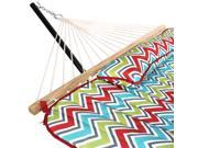 Sunnydaze Multi Color Chevron Cotton Rope Hammock with 12 Foot Steel Stand Pad and Pillow—275 Pound Capacity