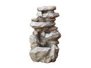 Sunnydaze Rock Falls Outdoor Waterfall Fountain with LED Lights 34 Inch Tall