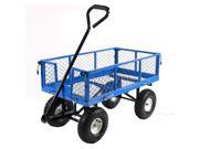 Sunnydaze Utility Cart with Removable Folding Sides Blue 34 Inches Long x 18 Inches Wide 400 Pound Weight Capacity