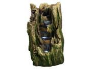 Sunnydaze Tree Trunk Falls Outdoor Water Fountain with LED Lights 22 Inch Tall