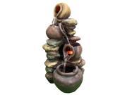Sunnydaze Honey Pot with Stones Electric Outdoor Water Fountain with LED Lights 25 Inch Tall