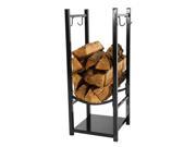 Sunnydaze Indoor Outdoor Fireside Log Rack with Tool Holders 13 Inch Wide x 32 Inch Tall
