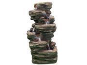 Sunnydaze Multi Level Flatrock Outdoor Water Fountain with LED Lights 32 Inch Tall