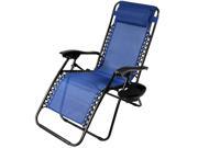 Sunnydaze Navy Blue Zero Gravity Lounge Chair with Pillow and Cup Holder