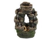 Sunnydaze Split Mossy Rock Falls Tabletop Water Fountain with LED Light 10 Inches Wide x 14 Inch Tall