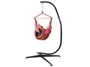 Sunnydaze Hanging Hammock Chair Swing and C Stand Set Sunset for Indoor or Outdoor Use Max Weight 265 pounds Includes 2 Seat Cushions