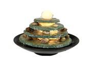 Sunnydaze Round Multi Level Slate Tabletop Water Fountain with LED Light 8 Inch Tall