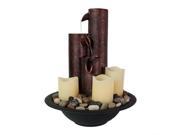 Sunnydaze Three Tier Column Tabletop Water Fountain with LED Candle Lights
