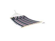 Sunnydaze 2 Person Quilted Fabric Hammock with Spreader Bars and Detachable Pillow Heavy Duty 450 Pound Capacity Nautical Stripe
