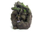 Sunnydaze Tree Trunk on Rocks Outdoor Water Fountain with LED Light 24 Inch Tall