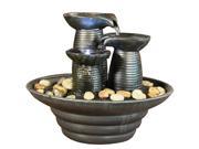 Sunnydaze Three Pillars Pouring Table Fountain with LED Lights 7.5 Inch Tall