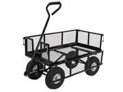 Sunnydaze Utility Cart with RemovableFolding Sides Black 34 Inches Long x 18 Inches Wide 400 Pound Weight Capacity