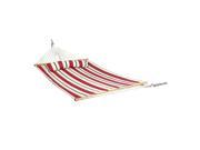 Sunnydaze 2 Person Quilted Fabric Hammock with Spreader Bars and Detachable Pillow Heavy Duty 450 Pound Capacity Peppermint Stripe