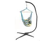 Sunnydaze Hanging Hammock Chair Swing and C Stand Set Ocean View for Indoor or Outdoor Use Max Weight 265 pounds Includes 2 Seat Cushions