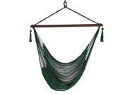 Sunnydaze Hanging Caribbean Extra Large Hammock Chair with Adjustable Stand Soft Spun Polyester Rope 40 Inch Wide Seat Max Weight 300 Pounds Green
