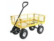 Sunnydaze Utility Cart with Removable Folding Sides Yellow 34 Inches Long x 18 Inches Wide 400 Pound Weight Capacity