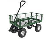 Sunnydaze Utility Cart with Removable Folding Sides Green 34 Inches Long x 18 Inches Wide 400 Pound Weight Capacity