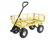 Sunnydaze Yellow Heavy Duty Steel Log Cart 34 Inches Long x 18 Inches Wide 400 Pound Weight Capacity
