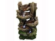 Sunnydaze 5 Tiered Woodland Fountain with LED Lights 25 Inch Tall