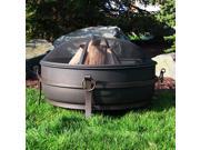 Sunnydaze 34 Inch Large Steel Cauldron Fire Pit with Spark Screen