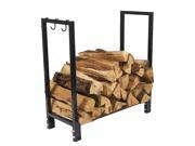Sunnydaze 30 Inch Indoor Outdoor Black Steel Firewood Log Rack and Cover Combo