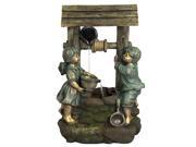 Children at the Well Outdoor Water Fountain with LED Light by Sunnydaze Decor 39 Inch Tall