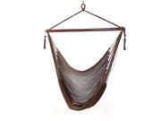 Sunnydaze Hanging Caribbean Extra Large Hammock Chair Soft Spun Polyester Rope 40 Inch Wide Seat Max Weight 300 Pounds Mocha