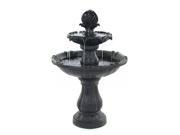 Sunnydaze Two Tier Solar on Demand Outdoor Water Fountain Black Finish 35 Inch Tall