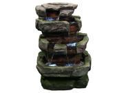 Sunnydaze Outdoor Electric Large Rock Quarry Waterfall Fountain with LED Lights 31 Inch Tall