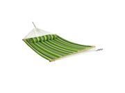 Sunnydaze 2 Person Quilted Fabric Hammock with Spreader Bars and Detachable Pillow Heavy Duty 450 Pound Capacity Melon Stripe