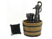Sunnydaze Old Fashioned Water Pump with Barrel Solar on Demand Fountain 23 Inch Tall