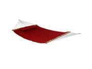 Sunnydaze 2 Person Quilted Designs Fabric Hammock with Spreader Bars and Detachable Pillow Heavy Duty 450 Pound Capacity Red