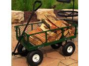 Sunnydaze Green Heavy Duty Steel Log Cart 34 Inches Long x 18 Inches Wide 400 Pound Weight Capacity