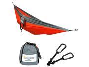 Sunnydaze Portable Double Camping Parachute Hammock Lightweight Nylon Includes Carabiners 440 Pound Capacity Orange and Grey
