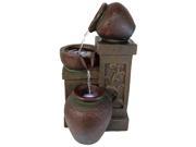 Sunnydaze Tiered Pottery Tabletop Water Fountain with LED Light