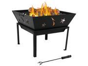Sunnydaze Outdoor Square Stars and Moons Fire Pit 22 Inch