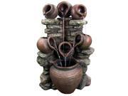Sunnydaze Old World Tiered Pitchers Outdoor Fountain with LED Lights 31 Inch Tall