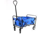 Sunnydaze Blue Folding Utility Wagon Garden Cart 33 Inch Long x 21 Inch Wide 150 Pound Weight Capacity