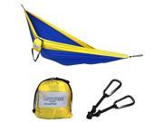Sunnydaze Portable Double Camping Parachute Hammock Lightweight Nylon Includes Carabiners 440 Pound Capacity Blue and Yellow