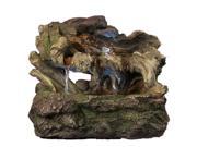 Sunnydaze Aged Tree Trunk Tabletop Fountain with LED Lights 10.5 Inch Tall