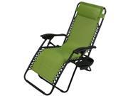 Sunnydaze Green Zero Gravity Lounge Chair with Pillow and Cup Holder