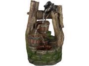 Sunnydaze Outdoor Wishing Well with Cascading Buckets Water Fountain with LED Lights 19 Inch Tall Includes Submersible Electric Pump